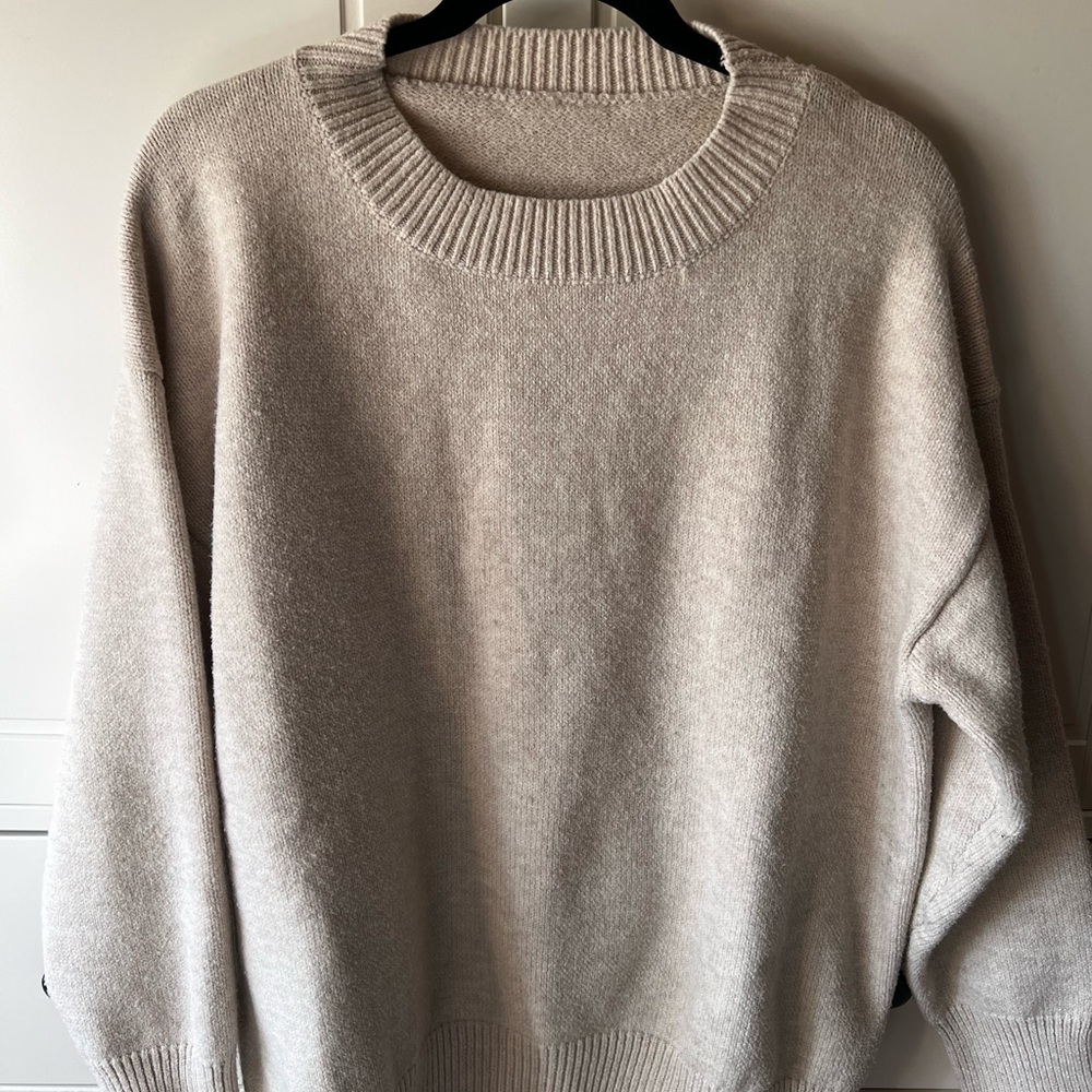 Classic Crewneck Sweater in Light Beige